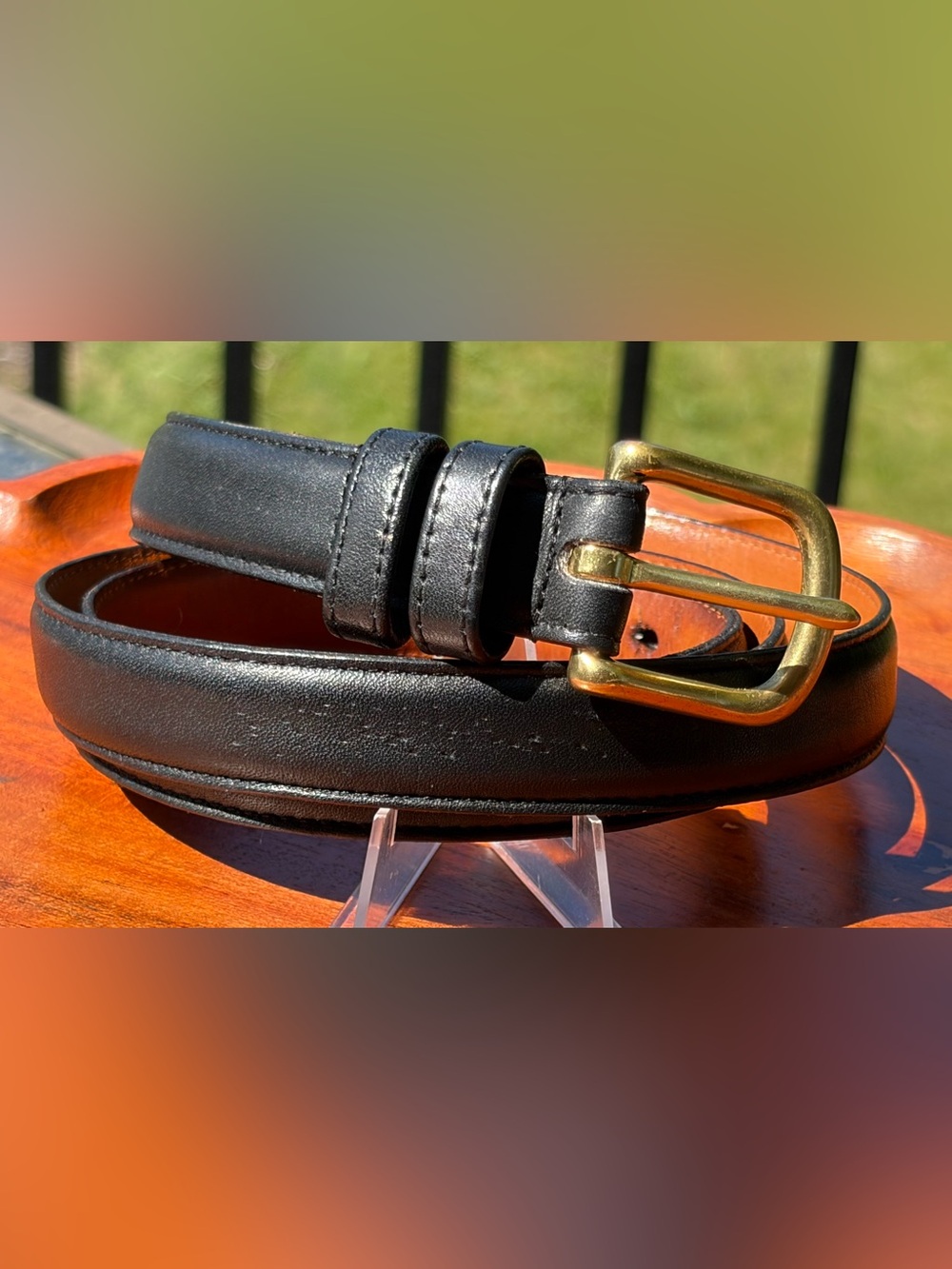 Vintage COACH Black Leather Belt Brass Buckle 6600